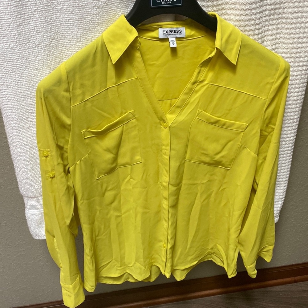 Express Portofino Women’s Blouse Yellow Green Medium